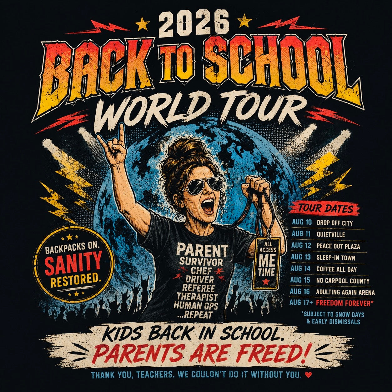 2026 Back to School World Tour graphic tee design