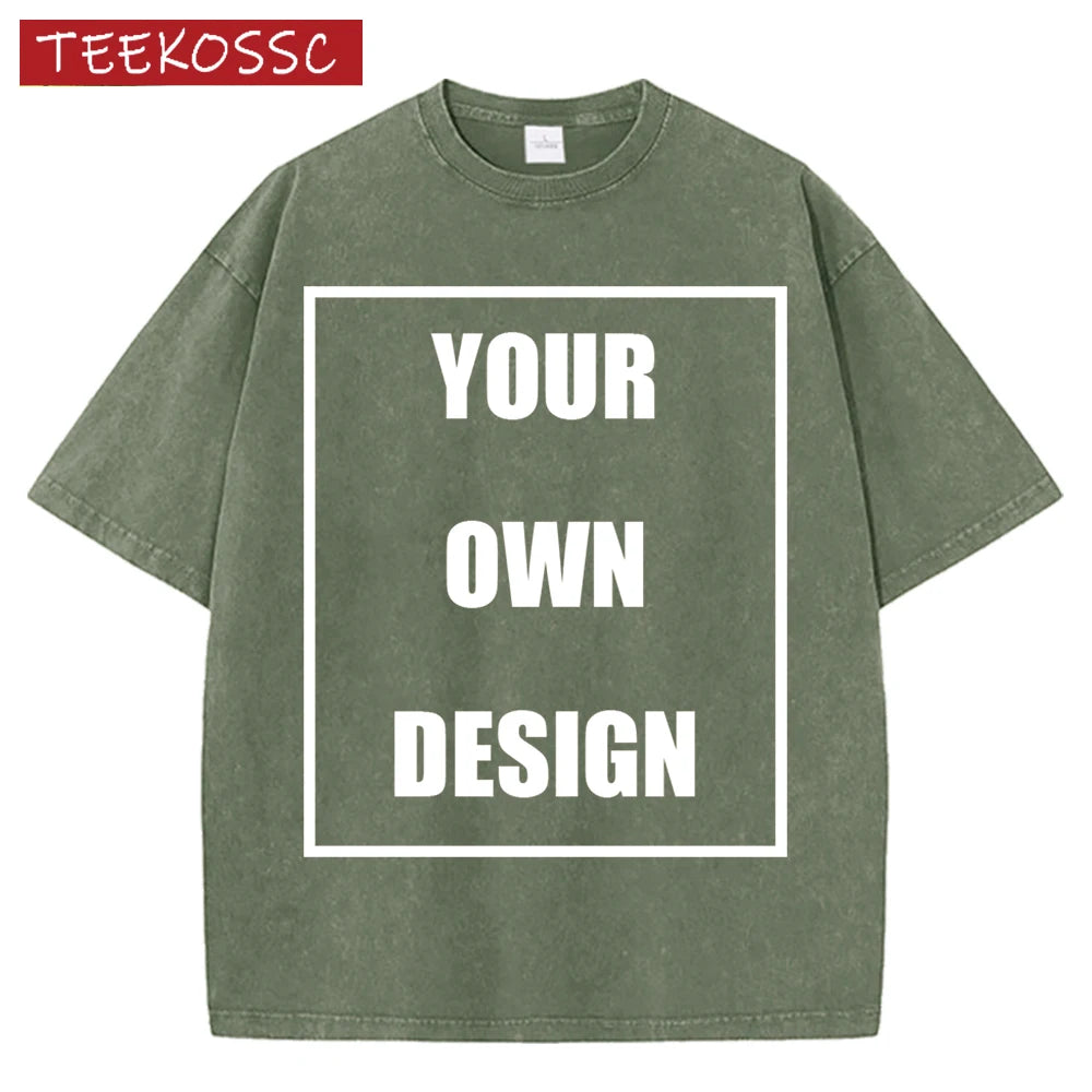 Custom Graphic Snow Wash Unisex T-Shirt