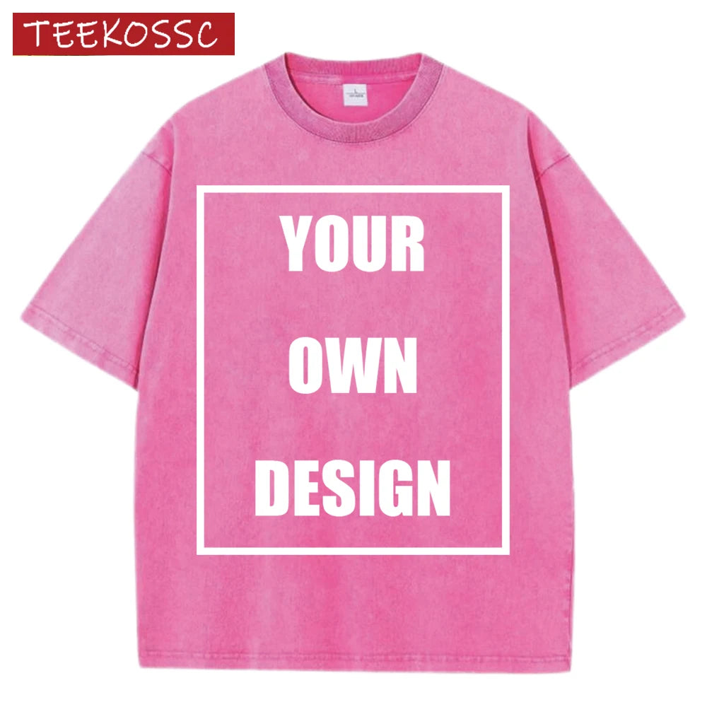Custom Graphic Snow Wash Unisex T-Shirt