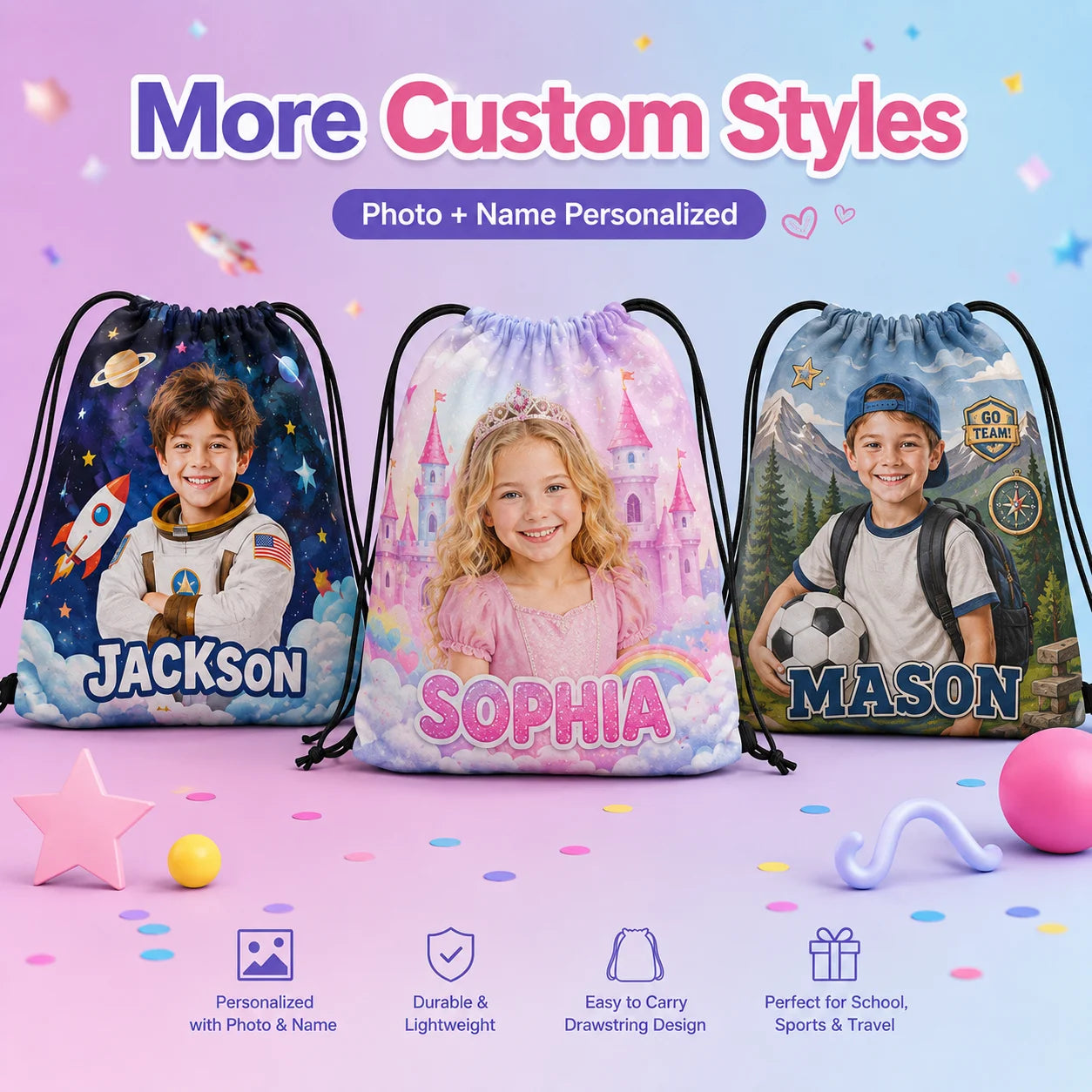 Personalized Kids Drawstring Backpack