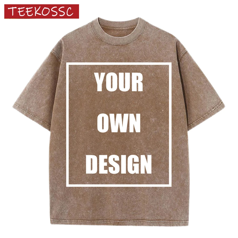 Custom Graphic Snow Wash Unisex T-Shirt
