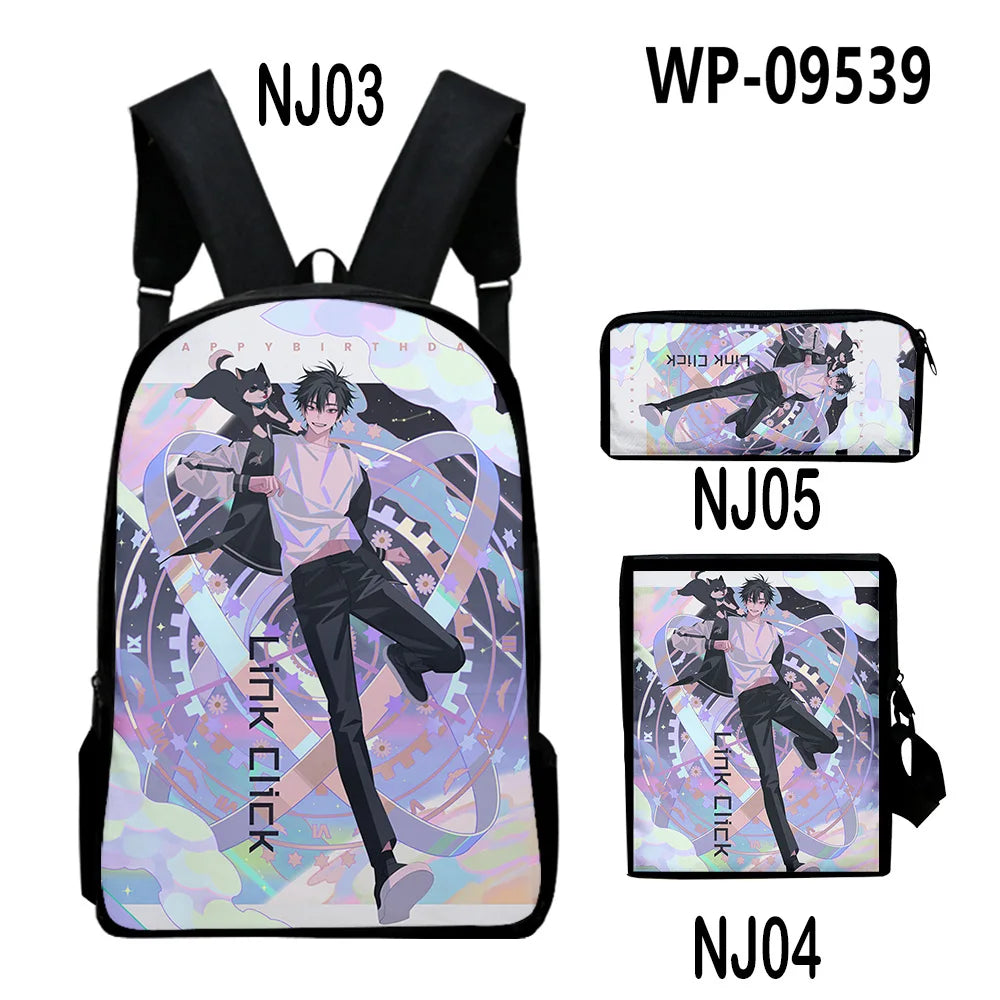 Anime 3D Print Backpack Set