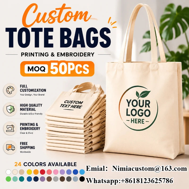 Custom Logo Canvas Tote Bag