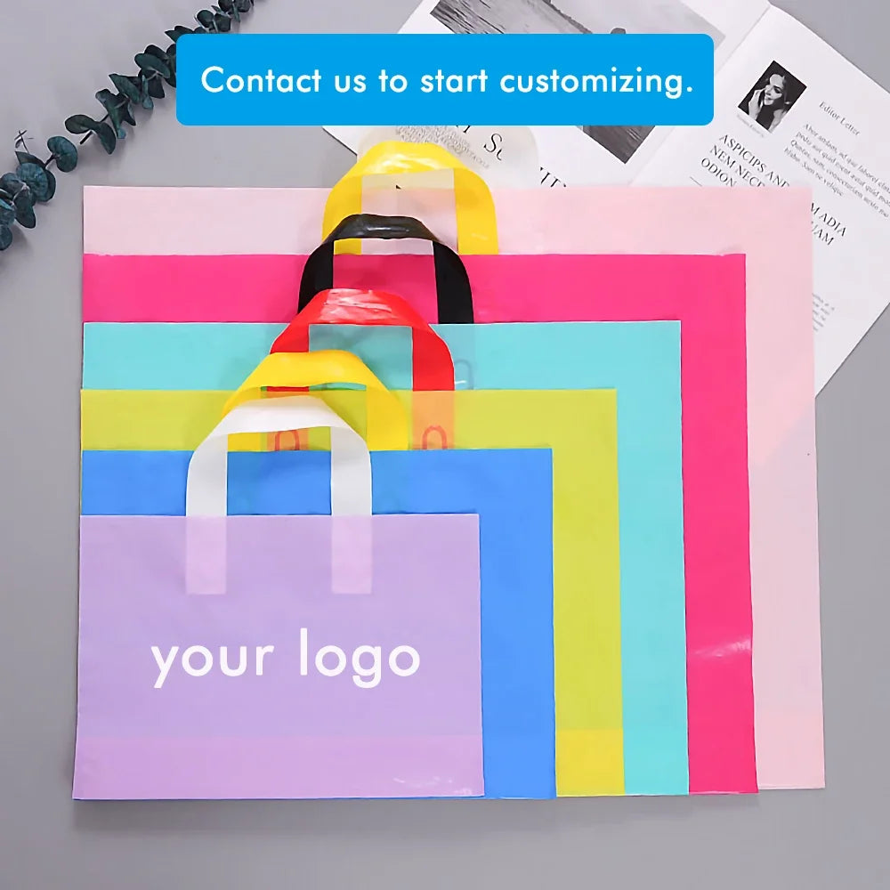 Custom Logo Shopping Bags – 100 Pack