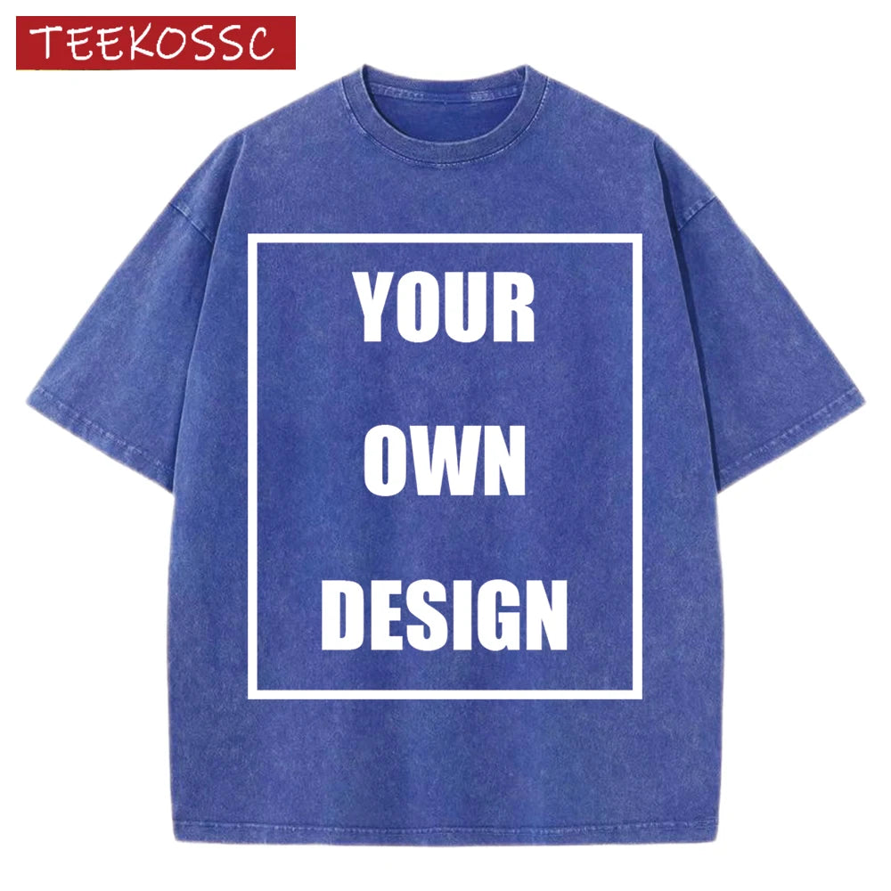 Custom Graphic Snow Wash Unisex T-Shirt