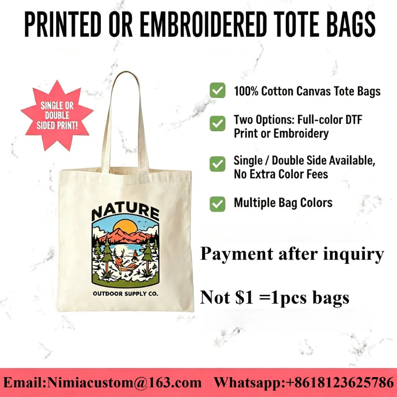 Custom Logo Canvas Tote Bag