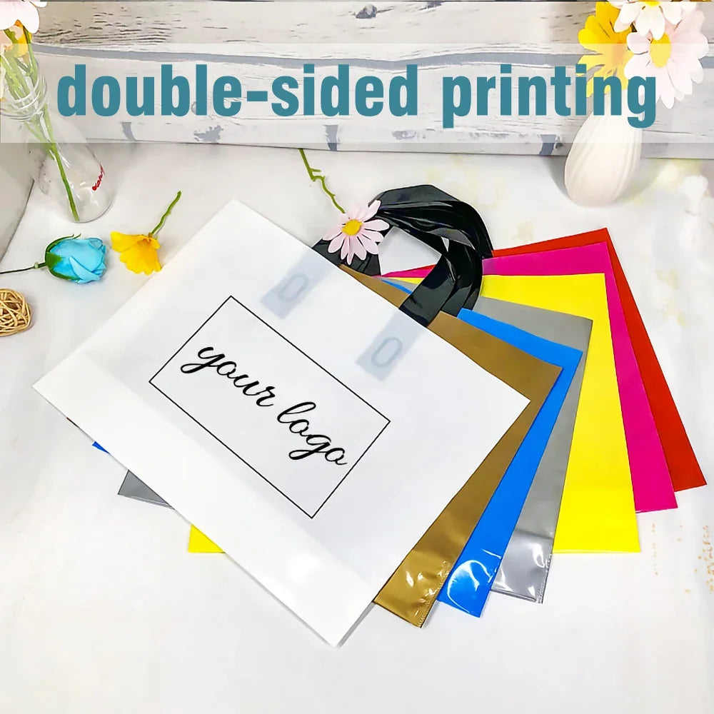 Custom Logo Shopping Bags – 100 Pack