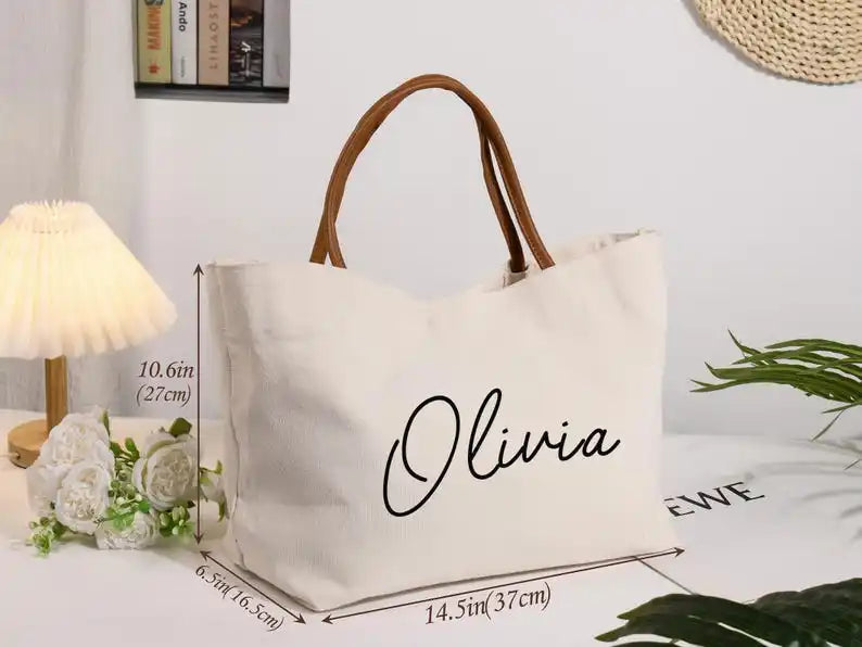 Personalized Bridesmaid Canvas Tote Bag