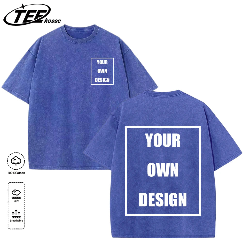 Custom Graphic Snow Wash Unisex T-Shirt