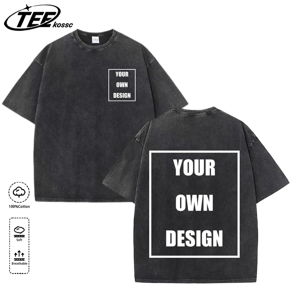 Custom Graphic Snow Wash Unisex T-Shirt