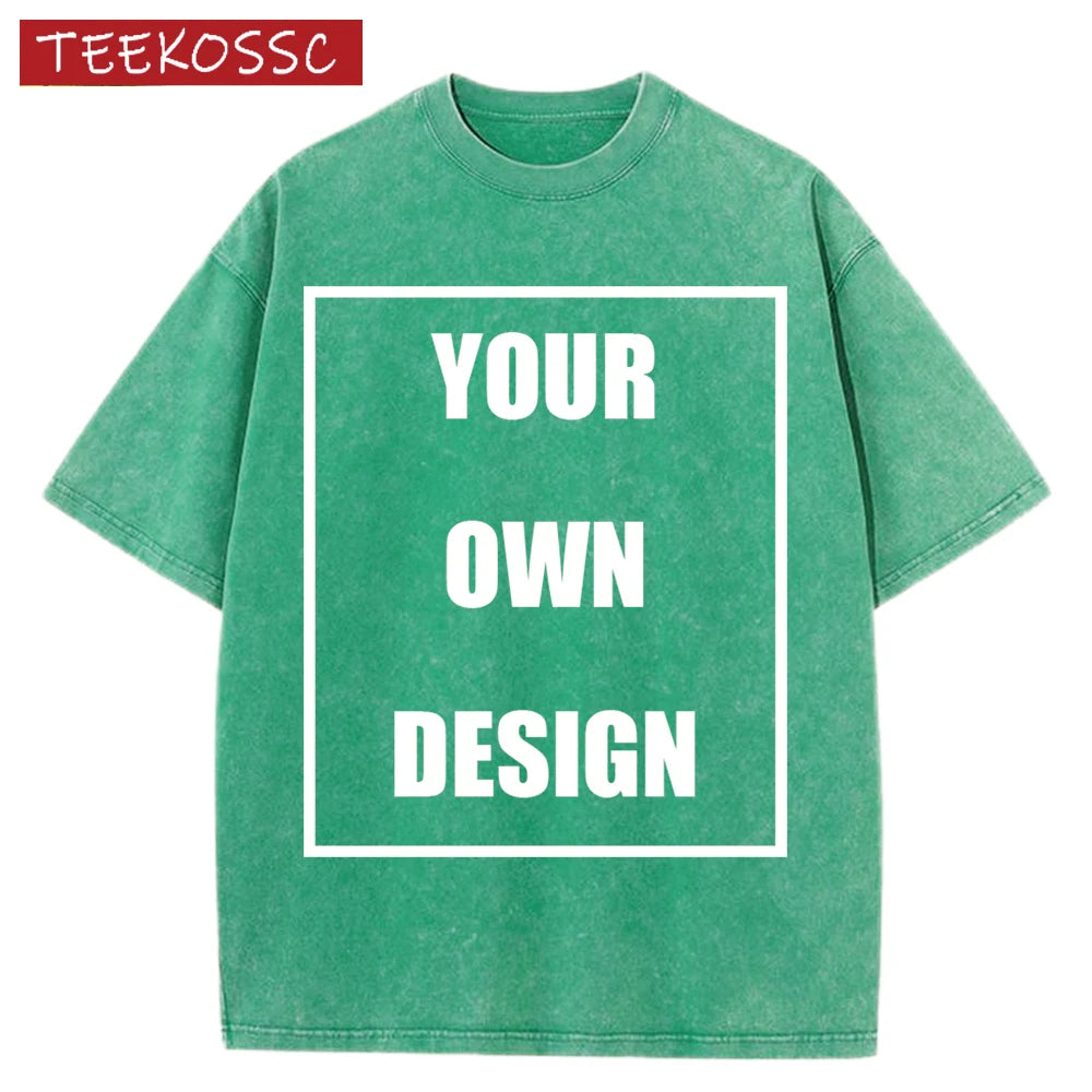 Custom Graphic Snow Wash Unisex T-Shirt