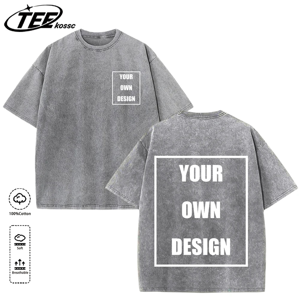 Custom Graphic Snow Wash Unisex T-Shirt