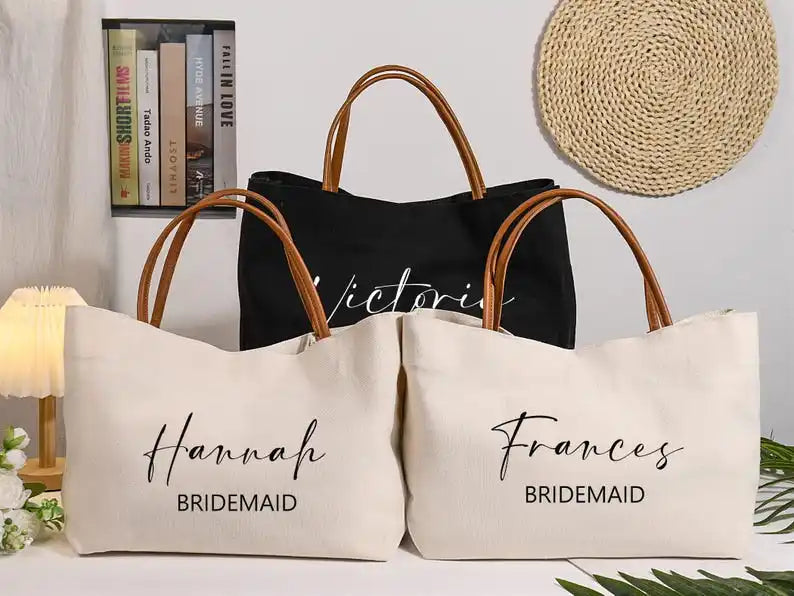 Personalized Bridesmaid Canvas Tote Bag