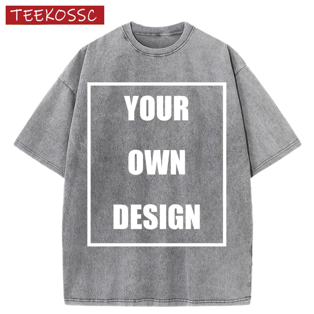 Custom Graphic Snow Wash Unisex T-Shirt