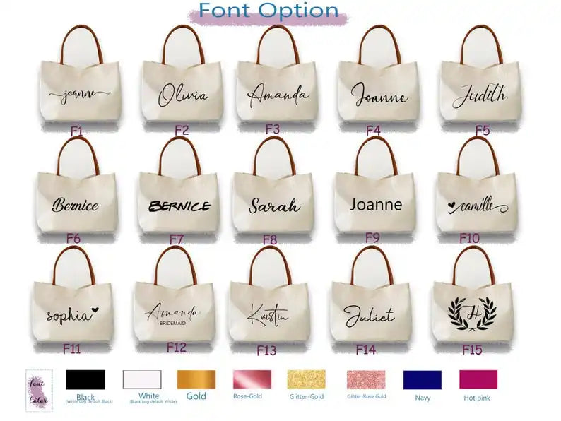 Personalized Bridesmaid Canvas Tote Bag