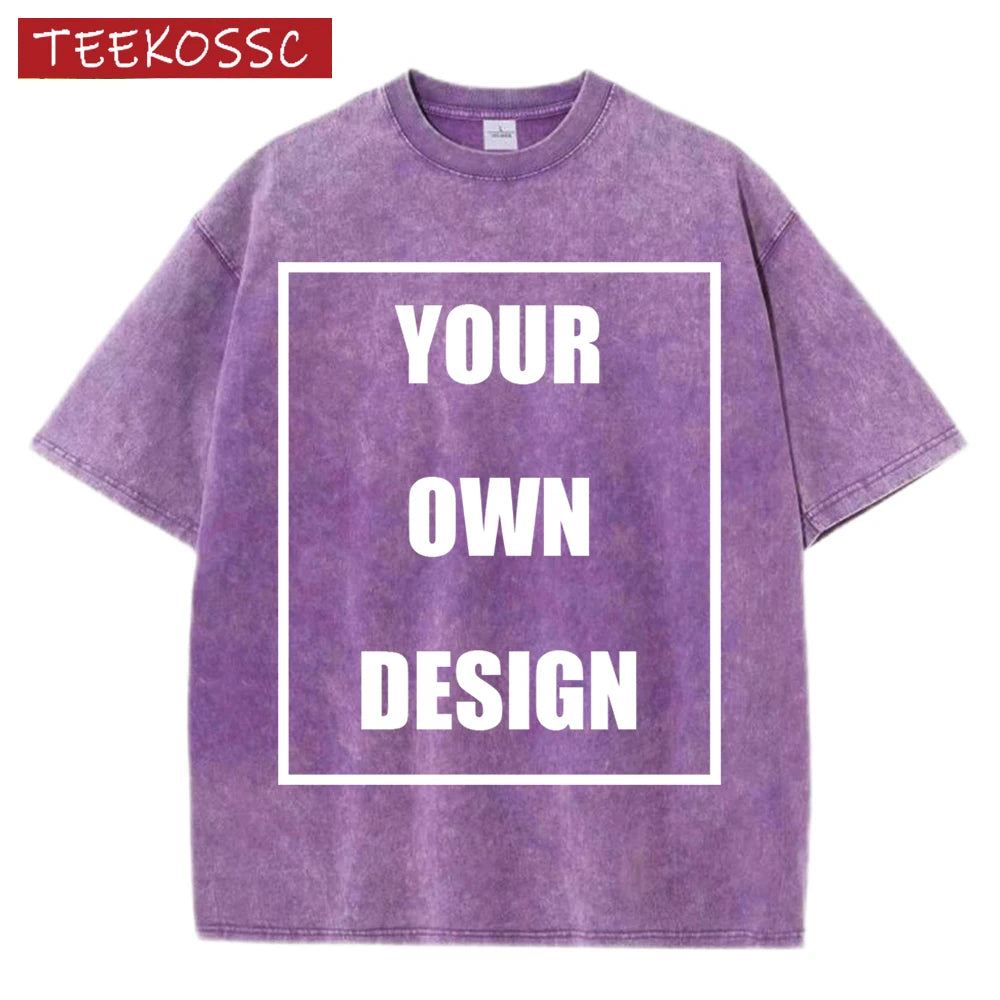 Custom Graphic Snow Wash Unisex T-Shirt