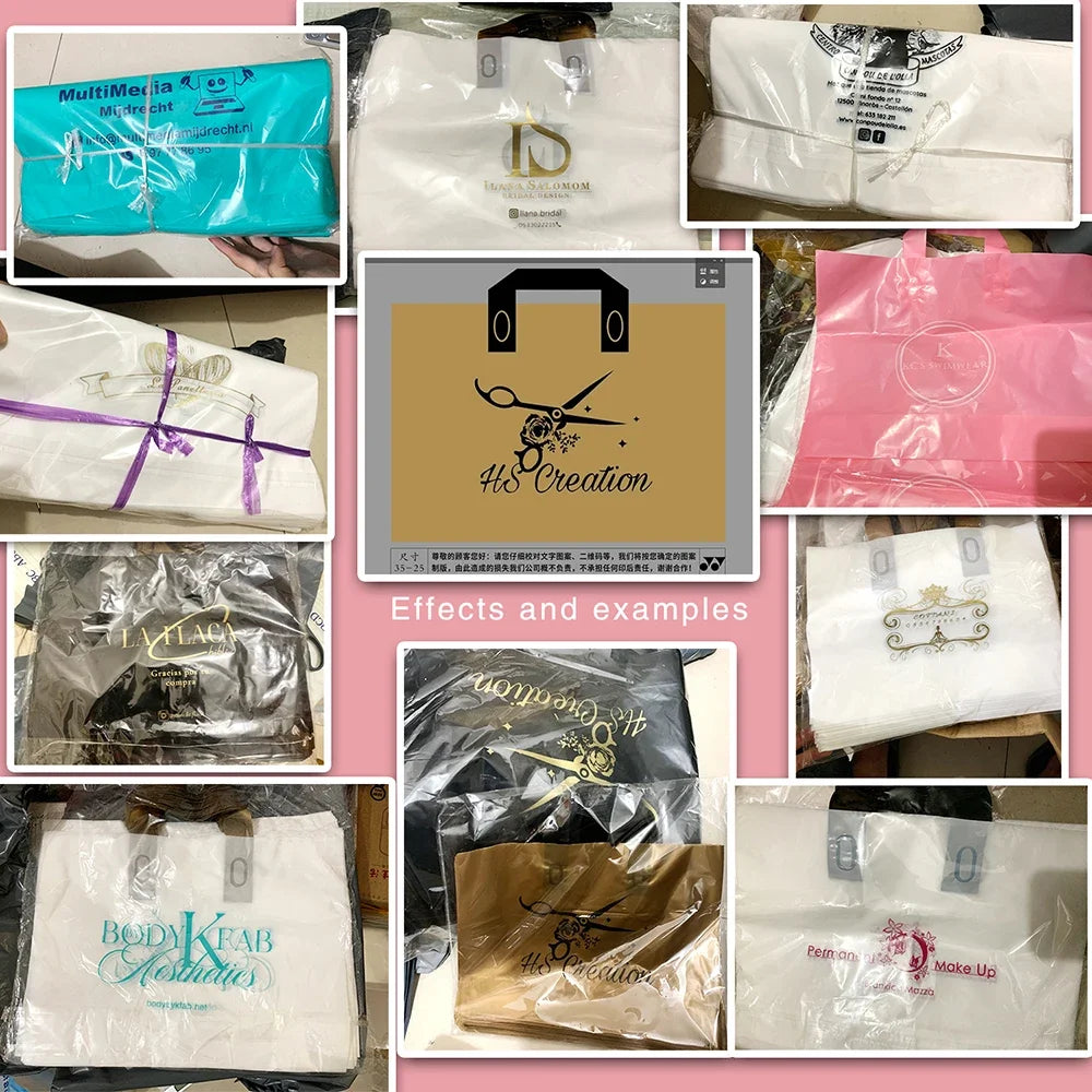 Custom Logo Shopping Bags – 100 Pack
