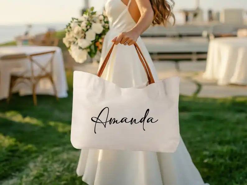 Personalized Bridesmaid Canvas Tote Bag