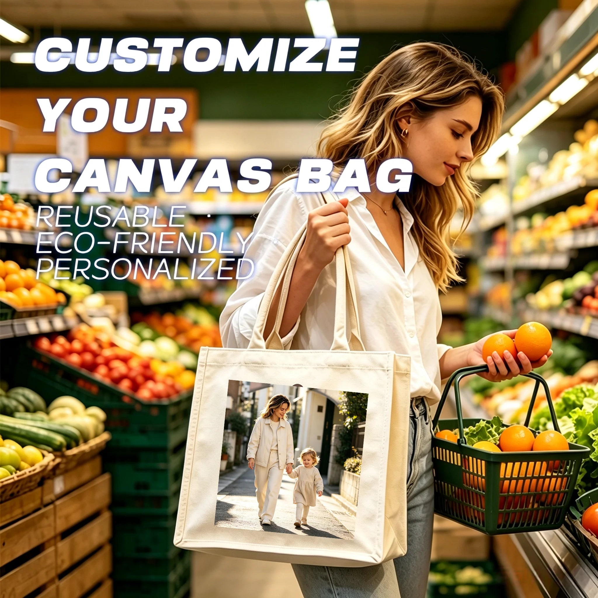 Custom 3D Print Canvas Tote Bag