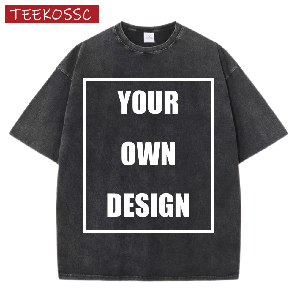 Custom Graphic Snow Wash Unisex T-Shirt
