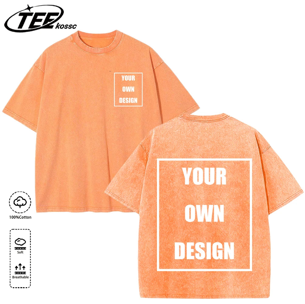 Custom Graphic Snow Wash Unisex T-Shirt