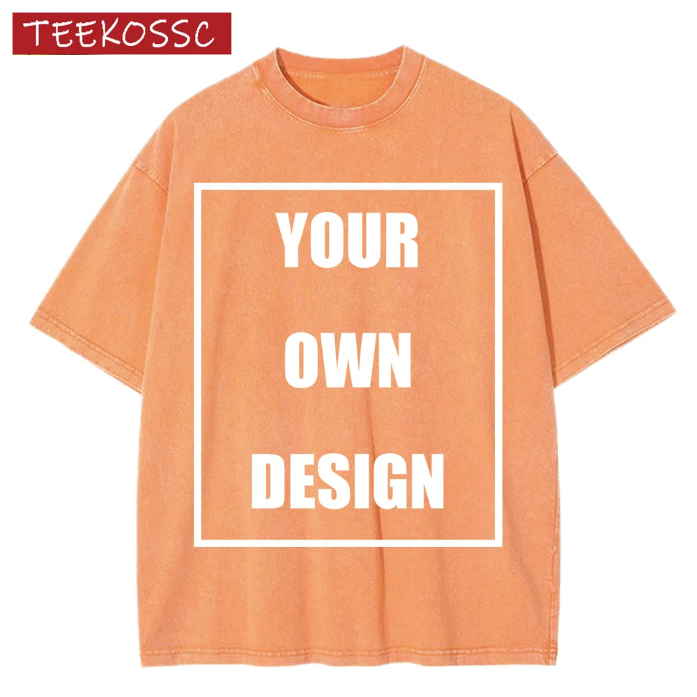 Custom Graphic Snow Wash Unisex T-Shirt