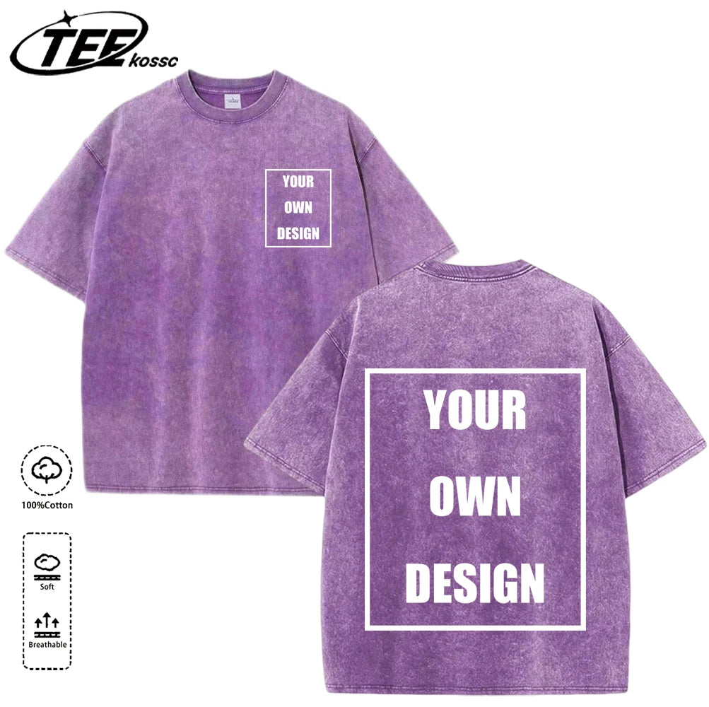 Custom Graphic Snow Wash Unisex T-Shirt