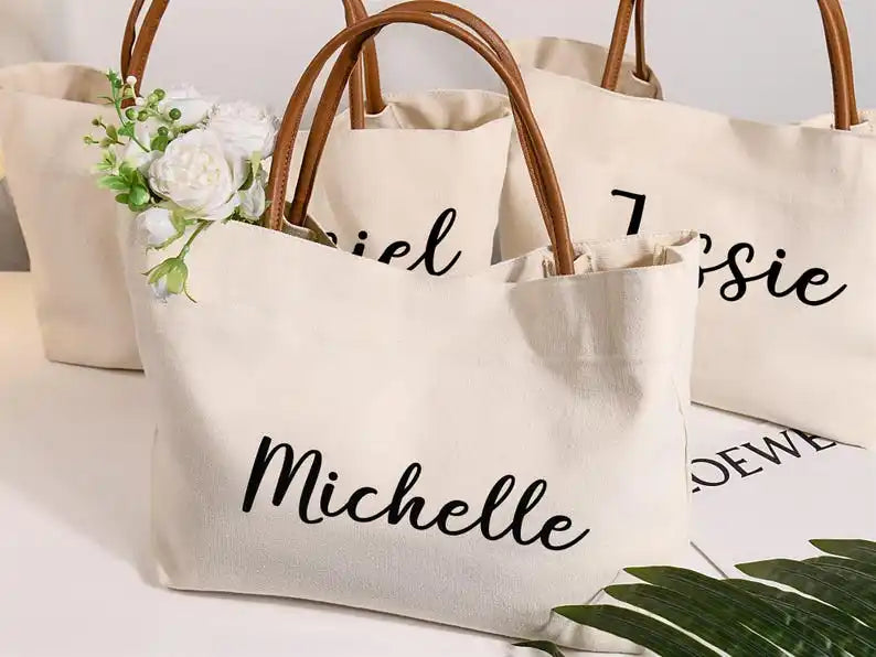 Personalized Bridesmaid Canvas Tote Bag