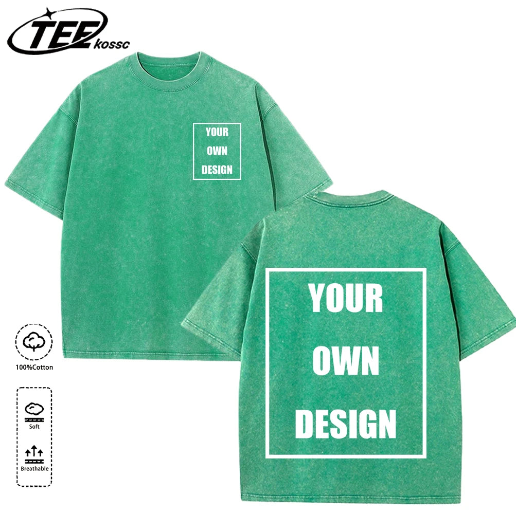 Custom Graphic Snow Wash Unisex T-Shirt