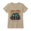 Tan ladies v-neck t-shirt mockup - Back to School World Tour